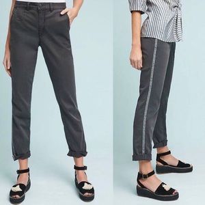 Anthropologie chino relaxed fit 28 gray pants Aztec stripe side ribbon casual